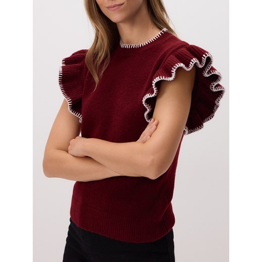 Reserved - Bluzka z kontrastowym wykończeniem - burgundowy Reserved M Reserved
