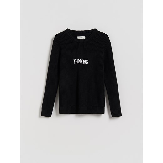 Reserved - Bawełniany sweter z nadrukiem - czarny Reserved 134/140 (8-9 lat) Reserved