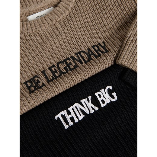 Reserved - Bawełniany sweter z nadrukiem - czarny Reserved 158/164 (12-13 lat) Reserved