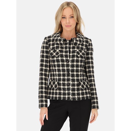 Pudełkowy żakiet w czarno-białą kratkę Potis & Verso Mirela ze sklepu Eye For Fashion w kategorii Marynarki damskie - zdjęcie 186293214