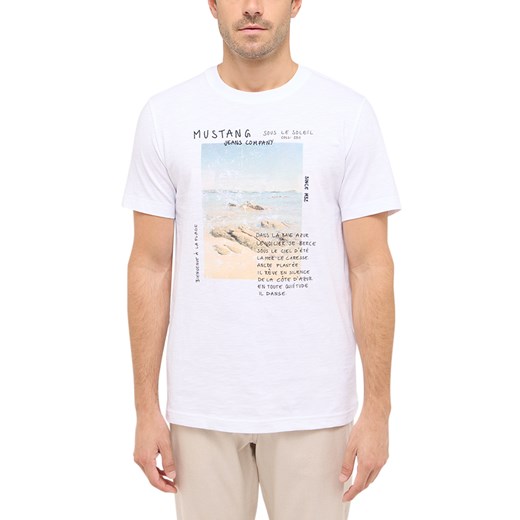 Męski T-Shirt Mustang Style Austin Bright White 1016282 2007 ze sklepu YouNeedit.pl w kategorii T-shirty męskie - zdjęcie 186293404