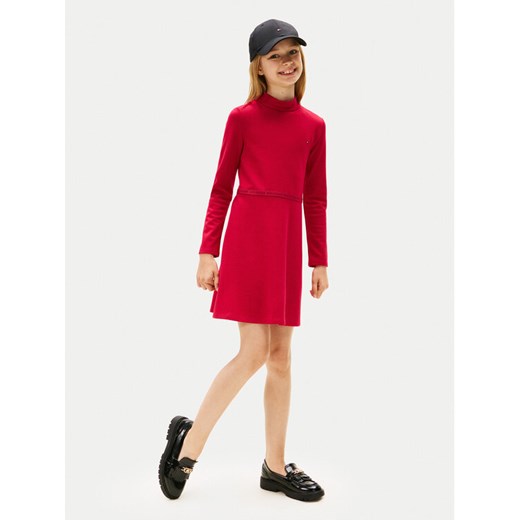 Tommy Hilfiger Sukienka codzienna Essential Skater KG0KG08790 D Czerwony Regular Fit ze sklepu MODIVO w kategorii Sukienki dziewczęce - zdjęcie 186294741