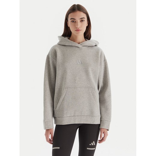 adidas Bluza ALL SZN Holiday Glitter Fleece JV5757 Szary Loose Fit ze sklepu MODIVO w kategorii Bluzy damskie - zdjęcie 186294803