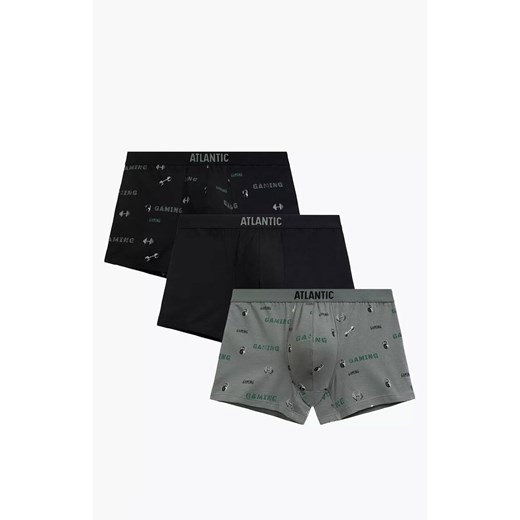 Atlantic 3-pack bokserki męskie 3MH-223-CZA/CZA/KHAJ, Kolor czarny-khaki, Rozmiar M, ATLANTIC ze sklepu Primodo w kategorii Majtki męskie - zdjęcie 186295354