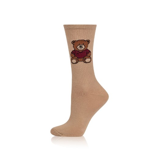 Skarpetki damskie z misiem S180D Ted, Kolor beżowo-bordowy, Rozmiar 35-38, Italian Fashion ze sklepu Primodo w kategorii Skarpetki damskie - zdjęcie 186295453