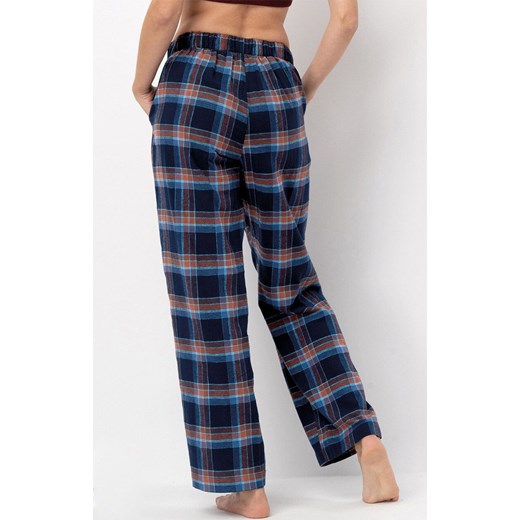 Flanelowe spodnie damskie w kratę LHE 431, Kolor granatowy-kratka, Rozmiar S, Key ze sklepu Primodo w kategorii Piżamy damskie - zdjęcie 186295472
