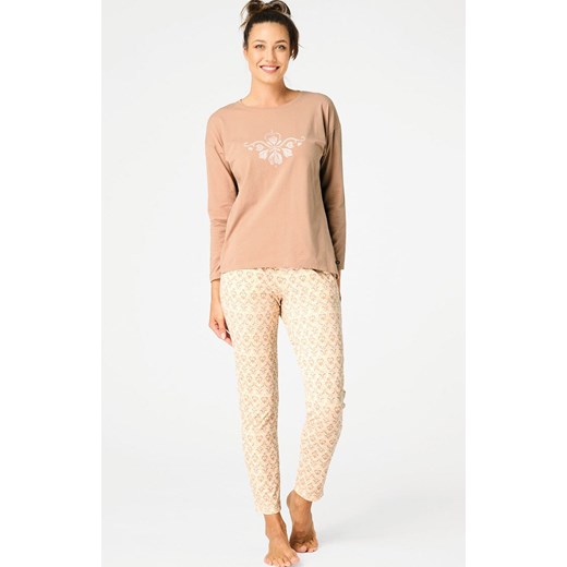 Dwuczęściowa piżama damska LNS 579, Kolor brązowo-beżowy, Rozmiar M, Key ze sklepu Primodo w kategorii Piżamy damskie - zdjęcie 186295544