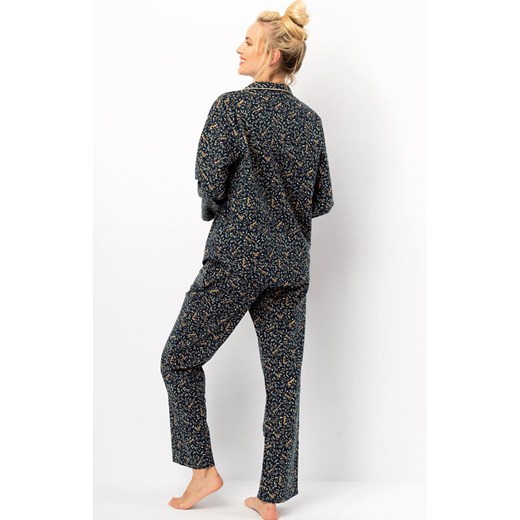 Rozpinana piżama damska LNS 706, Kolor beżowo-grafitowy, Rozmiar S, Key ze sklepu Primodo w kategorii Piżamy damskie - zdjęcie 186295554