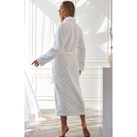 Długi szlafrok damski w serca biały 2552 Cora, Kolor biały, Rozmiar M, L&amp;L L okazyjna cena Primodo