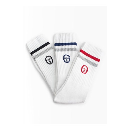 Sergio Tacchini 3-pack białe skarpetki męskie 1003, Kolor biały-wzór, Rozmiar 39-42, Sergio Tacchini ze sklepu Intymna w kategorii Skarpetki męskie - zdjęcie 186296281