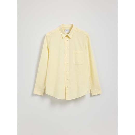 Reserved - Koszula regular z dodatkiem lnu - jasnożółty - id: 8458H-10X - marki Reserved - 186299882 Reserved - Koszula regular z dodatkiem lnu - jasnożółty ze sklepu Reserved w kategorii Koszule męskie - zdjęcie 186299882