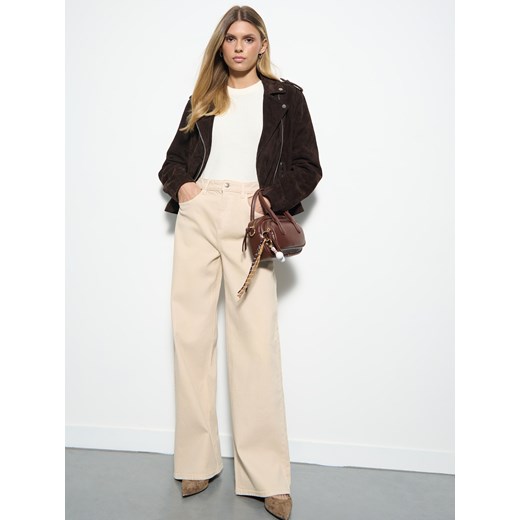 Mohito - Jeansy wide leg - beżowy ze sklepu Mohito w kategorii Jeansy damskie - zdjęcie 186302251