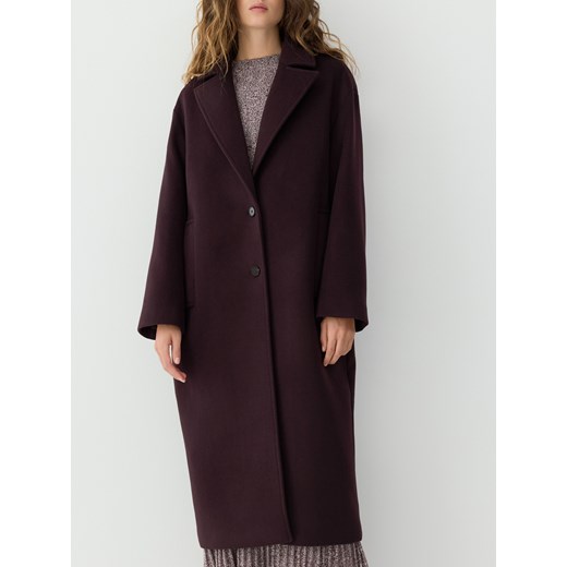 Reserved - Płaszcz handmade z wełną - ciemnofioletowy Reserved L Reserved