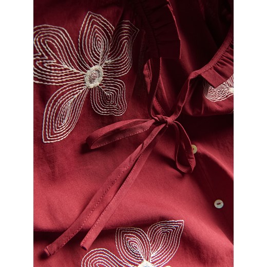 Reserved - Bawełniana bluzka w kwiaty - bordowy Reserved M Reserved