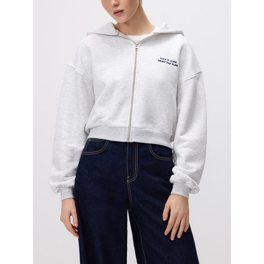 Reserved - Rozpinana bluza z kapturem - jasnoszary ze sklepu Reserved w kategorii Bluzy damskie - zdjęcie 186303050