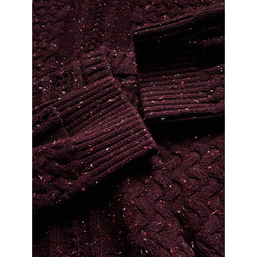 Reserved - Sweter z dekoracyjnym splotem - bordowy Reserved XXL Reserved