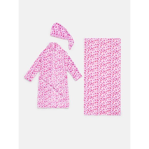 Sinsay - Zestaw: Szlafrok, ręcznik i ręcznik do włosów - różowy Sinsay One Size Sinsay