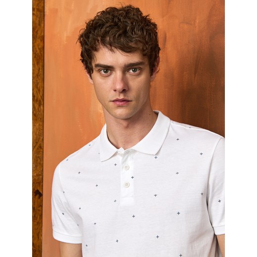 Sinsay - Koszulka polo ze wzorem - biały Sinsay S Sinsay