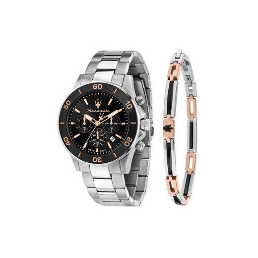 Zestaw zegarek i bransoletka Maserati Competizione Diver Chronograph Gift SET R8873600001 Srebrny ze sklepu eobuwie.pl w kategorii Zegarki - zdjęcie 186304210