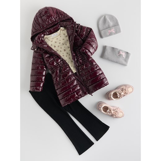 Reserved - Pikowany płaszcz z połyskiem - brązowy ze sklepu Reserved w kategorii Płaszcze dziewczęce - zdjęcie 186305251