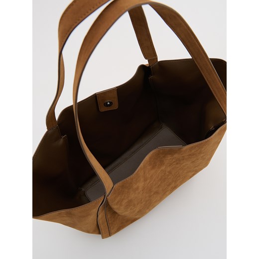 Reserved - Torebka shopper z imitacji zamszu - brązowy Reserved ONE SIZE Reserved