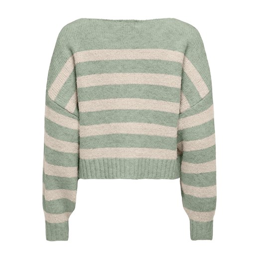ONLY Sweter w kolorze jasnozielono-kremowym L Limango Polska wyprzedaż