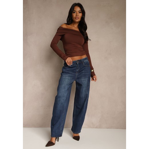 Niebieskie Jeansy High Waist Barrel Fit Salisette ze sklepu renee.pl w kategorii Jeansy damskie - zdjęcie 186309501
