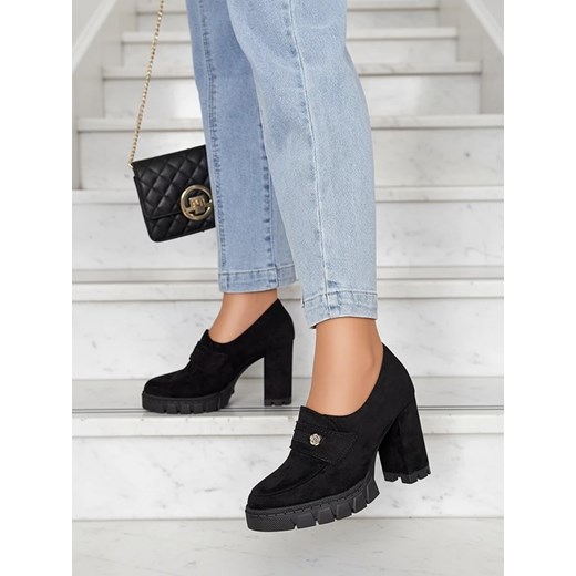 Eleganckie Czarne Buty Anitka z Ekoskóry ze sklepu royalfashion.pl w kategorii Mokasyny damskie - zdjęcie 186312133