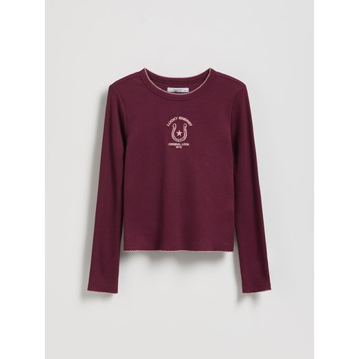 Reserved - Koszulka z haftem - mahoniowy ze sklepu Reserved w kategorii Bluzki dziewczęce - zdjęcie 186312782
