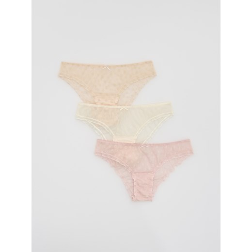 Reserved - Majtki typu figi 3 pack - kremowy ze sklepu Reserved w kategorii Majtki damskie - zdjęcie 186316342