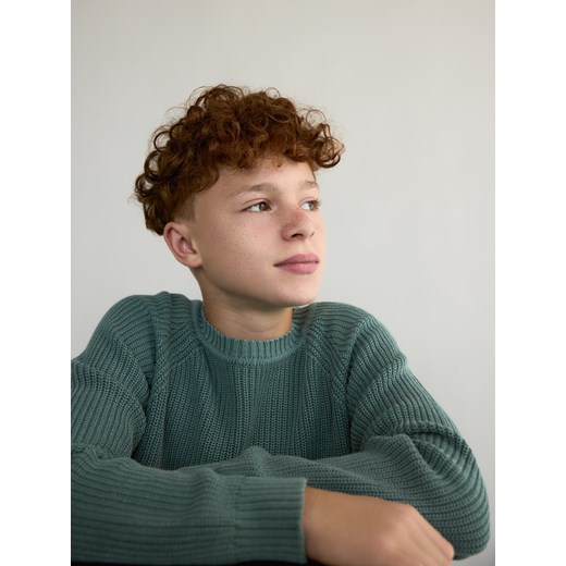 Reserved - Bawełniany sweter - morski ze sklepu Reserved w kategorii Bluzy chłopięce - zdjęcie 186318961