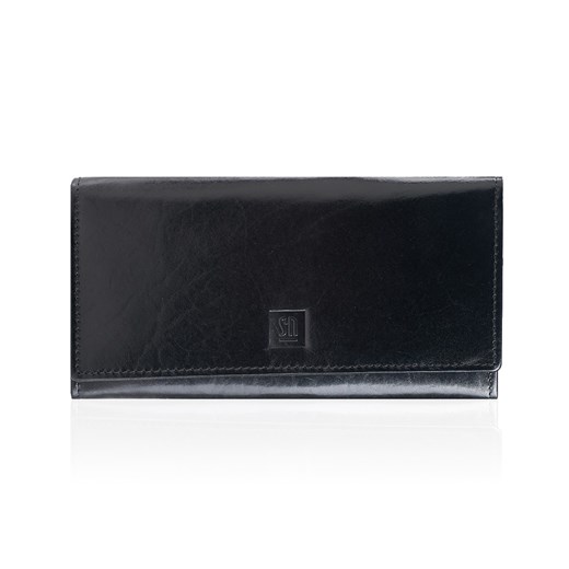 czarny portfel skórzany damski KLASYCZNY na zatrzask ze sklepu Słoń Torbalski w kategorii Portfele damskie - zdjęcie 186319520