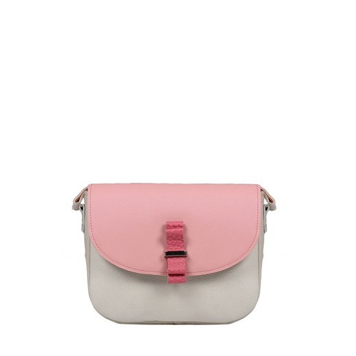 beżowo różowa torebka damska skórzana na ramię  Camille ze sklepu Słoń Torbalski w kategorii Listonoszki - zdjęcie 186319552