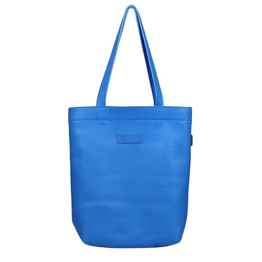 niebieska torebka damska skórzana z zamykaną komorą na zamek shopperka ze sklepu Słoń Torbalski w kategorii Torby Shopper bag - zdjęcie 186319562