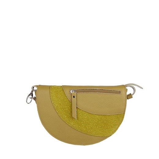 musztardowa  torebka skórzana półokrągła z funkcją nerki  Mała Mi ze sklepu Słoń Torbalski w kategorii Listonoszki - zdjęcie 186319604