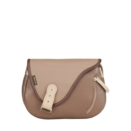beżowa torebka damska skórzana na ramię  Mouse ze sklepu Słoń Torbalski w kategorii Listonoszki - zdjęcie 186319631