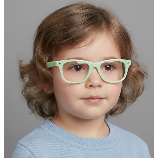 Okulary dziecięce zerówki prostokątne oprawki korekcyjne PK10F seledynowy - id: 9226 - marki Sunoptic - 186319770 Okulary dziecięce zerówki prostokątne oprawki korekcyjne PK10F seledynowy ze sklepu Stylion w kategorii Akcesoria dziecięce - zdjęcie 186319770
