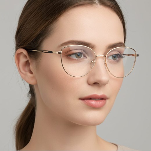 Damskie okulary zerówki oprawki korekcyjne kocie oczy Flex 888 złoto-czarne ze sklepu Stylion w kategorii Oprawki do okularów damskie - zdjęcie 186319780