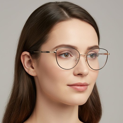 Damskie okulary zerówki oprawki korekcyjne kocie oczy Flex 888A Gold/Black ze sklepu Stylion w kategorii Okulary korekcyjne damskie - zdjęcie 186319781
