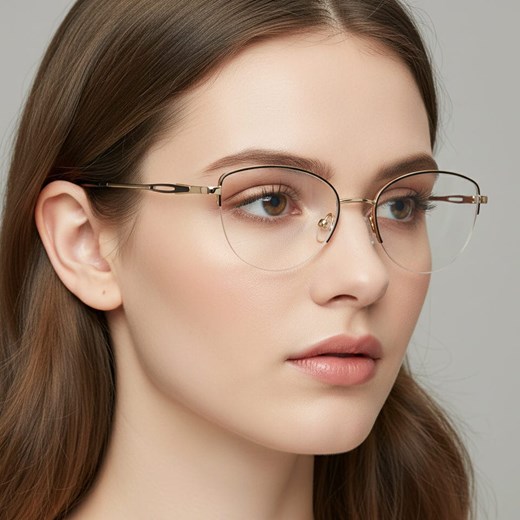 Damskie okulary żyłkowe zerówki oprawki korekcyjne kocie oczy Flex 898 czarno-złote ze sklepu Stylion w kategorii Okulary korekcyjne damskie - zdjęcie 186319782