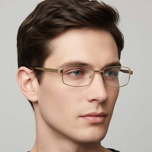 Męskie Oprawki korekcyjne zerówki okulary metalowe 639B złote ze sklepu Stylion w kategorii Okulary korekcyjne męskie - zdjęcie 186319794