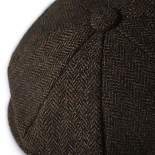 Kaszkiet Wełniany, Jesienno-Zimowy - Pako Jeans - Brąz w Jodełkę Pako Jeans Uniwersalny JegoSzafa.pl