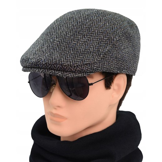 Kaszkiet Wełniany, Jesienno-Zimowy - Pako Jeans - Popiel, Jodełka Pako Jeans Uniwersalny JegoSzafa.pl