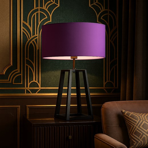 Czarna lampa stołowa w stylu vintage THOR z fioletowym abażurem ze sklepu Lysne w kategorii Lampy stołowe - zdjęcie 186320793