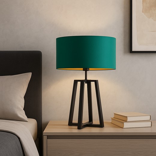 Designerska lampka nocna z abażurem w kolorze zieleni butelkowej THOR GOLD - id: 7495 - marki Ciekot Partners Sp. Z O. O. - 186320823 Designerska lampka nocna z abażurem w kolorze zieleni butelkowej THOR GOLD ze sklepu Lysne w kategorii Lampy stołowe - zdjęcie 186320823