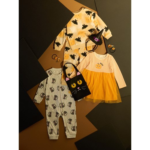 Sinsay - Bawełniany śpiochy ze wzorkiem - szary Sinsay 56 (Newborn) Sinsay