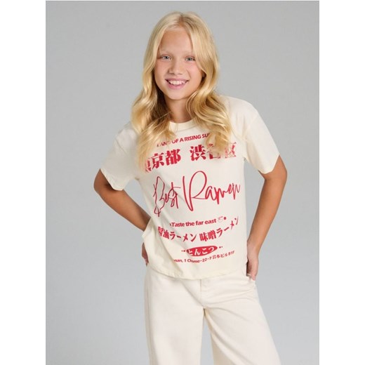 Sinsay - Koszulka z nadrukiem - kremowy Sinsay 152 (11-12 l) Sinsay