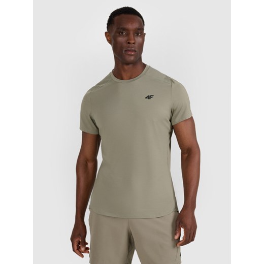 Męska koszulka treningowa 4F 4FWAW25TFTSM1458 - khaki ze sklepu Sportstylestory.com w kategorii T-shirty męskie - zdjęcie 186321320