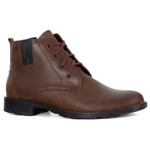 Trzewiki męskie skórzane C20F na zimę ocieplane buty miejskie, ciemny brąz ze sklepu butyolivier w kategorii Buty zimowe męskie - zdjęcie 186321360