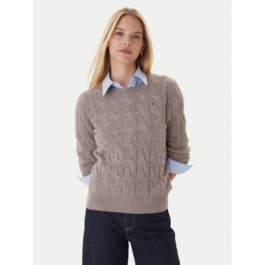 Tommy Hilfiger Sweter WW0WW43586 Beżowy Regular Fit ze sklepu MODIVO w kategorii Swetry damskie - zdjęcie 186323083
